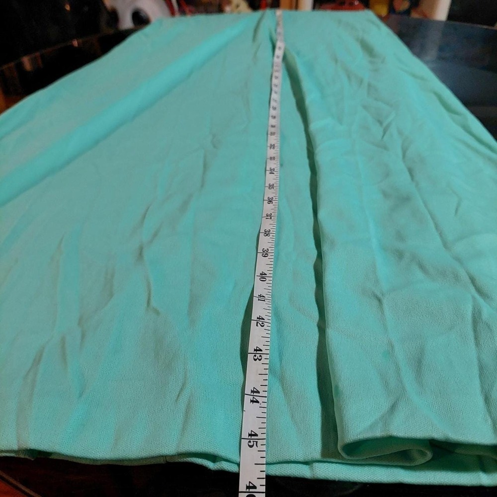Vintage 70s Seafoam Green Maxi Dress Sleeveless Empire Waist Union Made NWT 13 - Picture 6 of 8